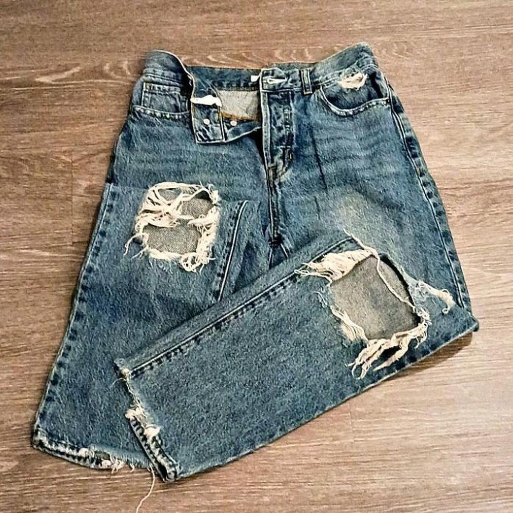 PacSun Distressed Button-Fly Straight Leg Jeans - Medium Wash - Size 26